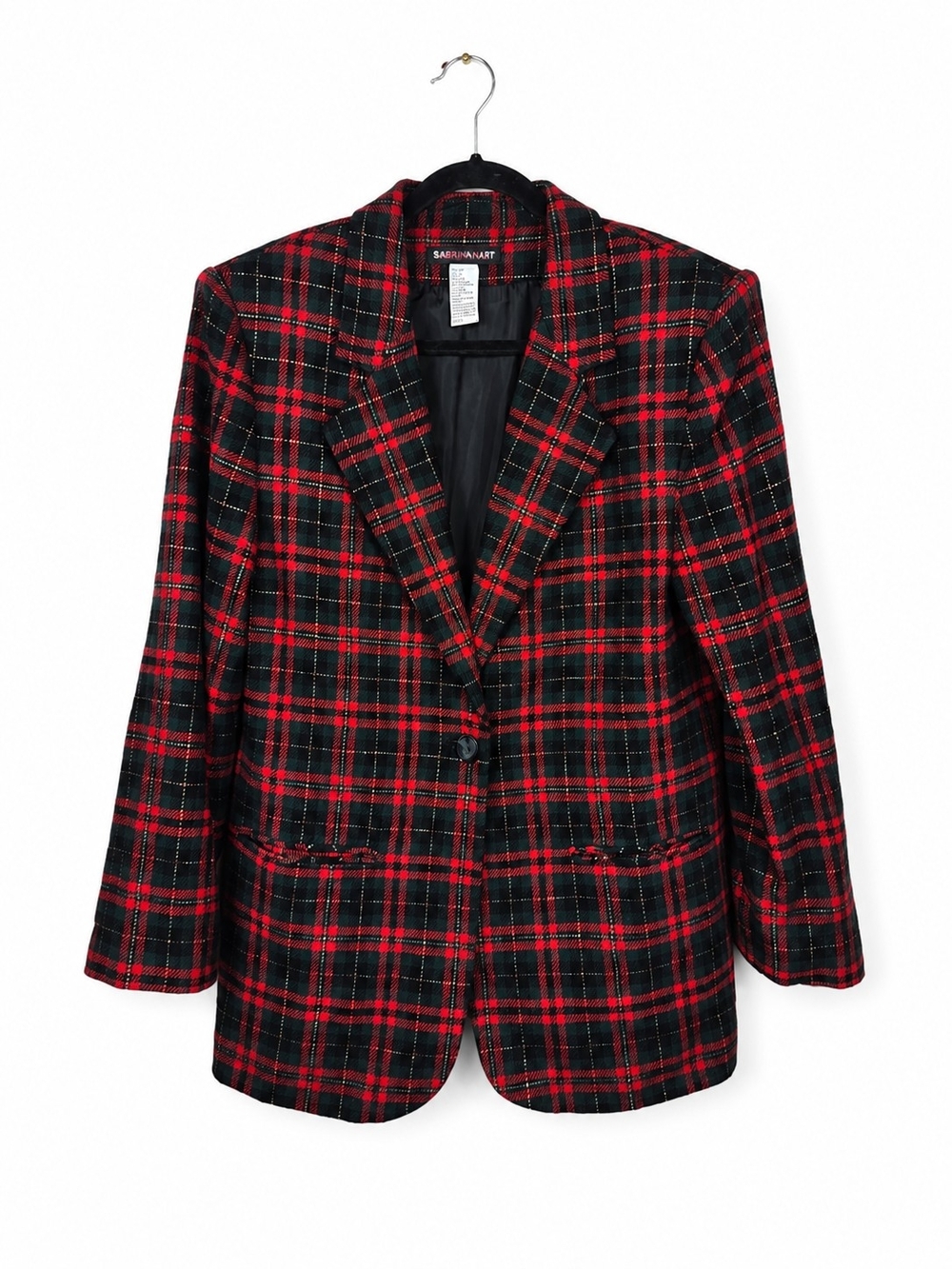 Vintage Wool Tartan Plaid Blazer Preppy Old Money Holiday Jacket 10 Quiet Luxury